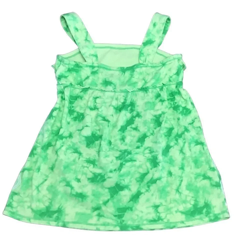 Justice Lime Green Floral Tank Top Girls Size 14 Cotton Sleeveless